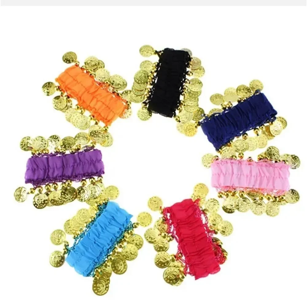 New Belly Dance Wrist Ankle Cuff Arm Bracelet Dancing Gold Coins US FAST